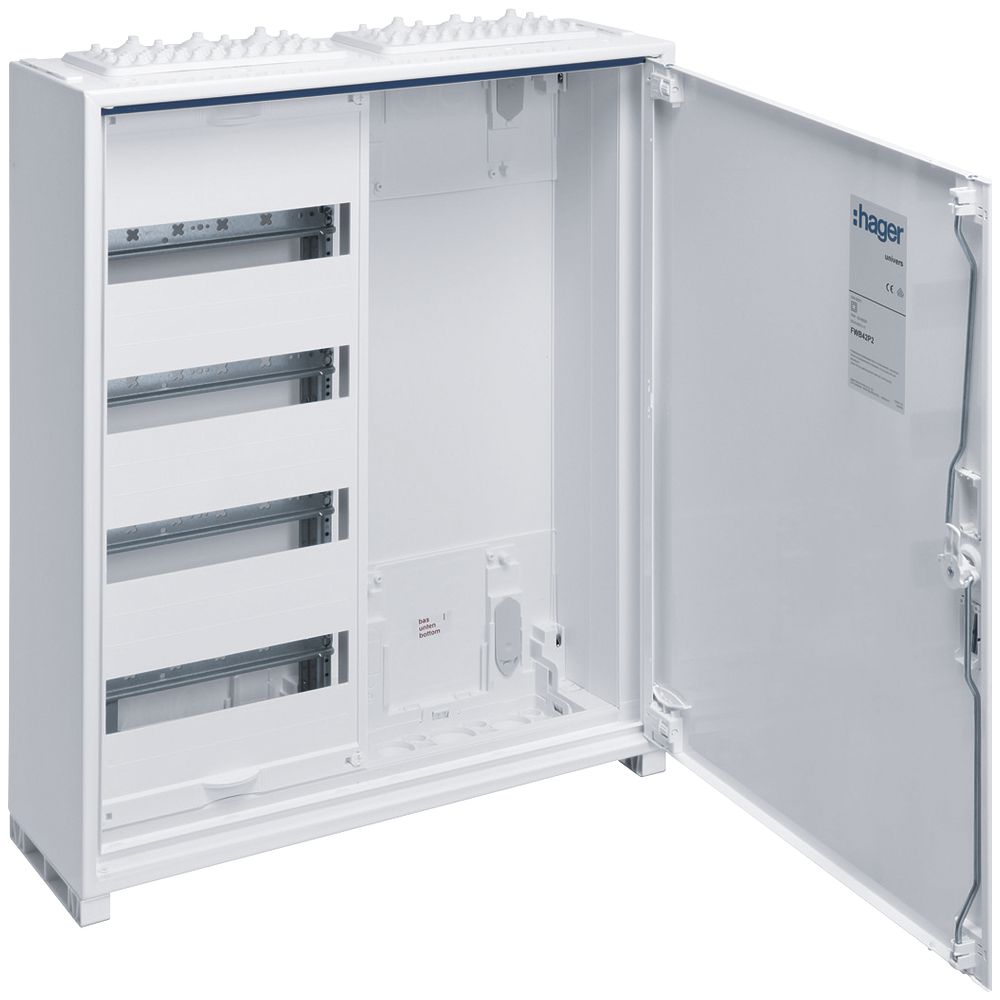 Distributeur AP Hager univers 4 rangées 48UM porte IP44 550×650×160mm