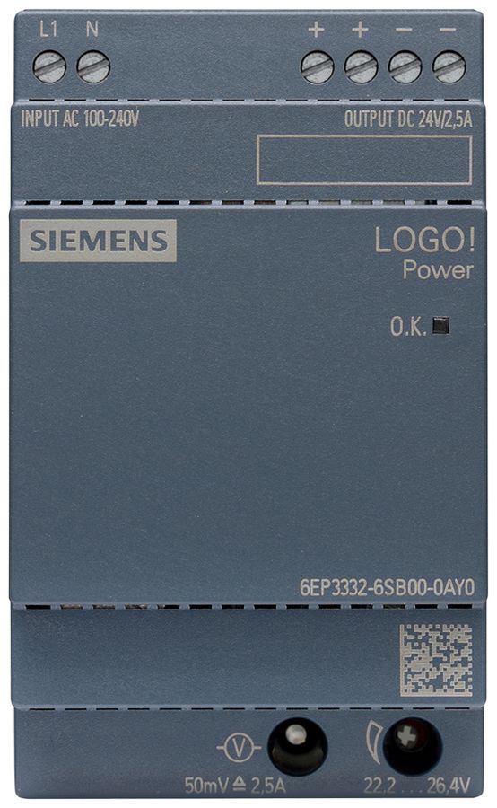 Stromversorgung Siemens LOGO!POWER, IN:100…240VAC, OUT:24VDC/2.5A, 3TE