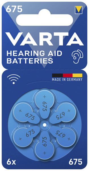 Knopfzelle Zink/Luft VARTA Hearing Aid 675, Blister à 6  Stück