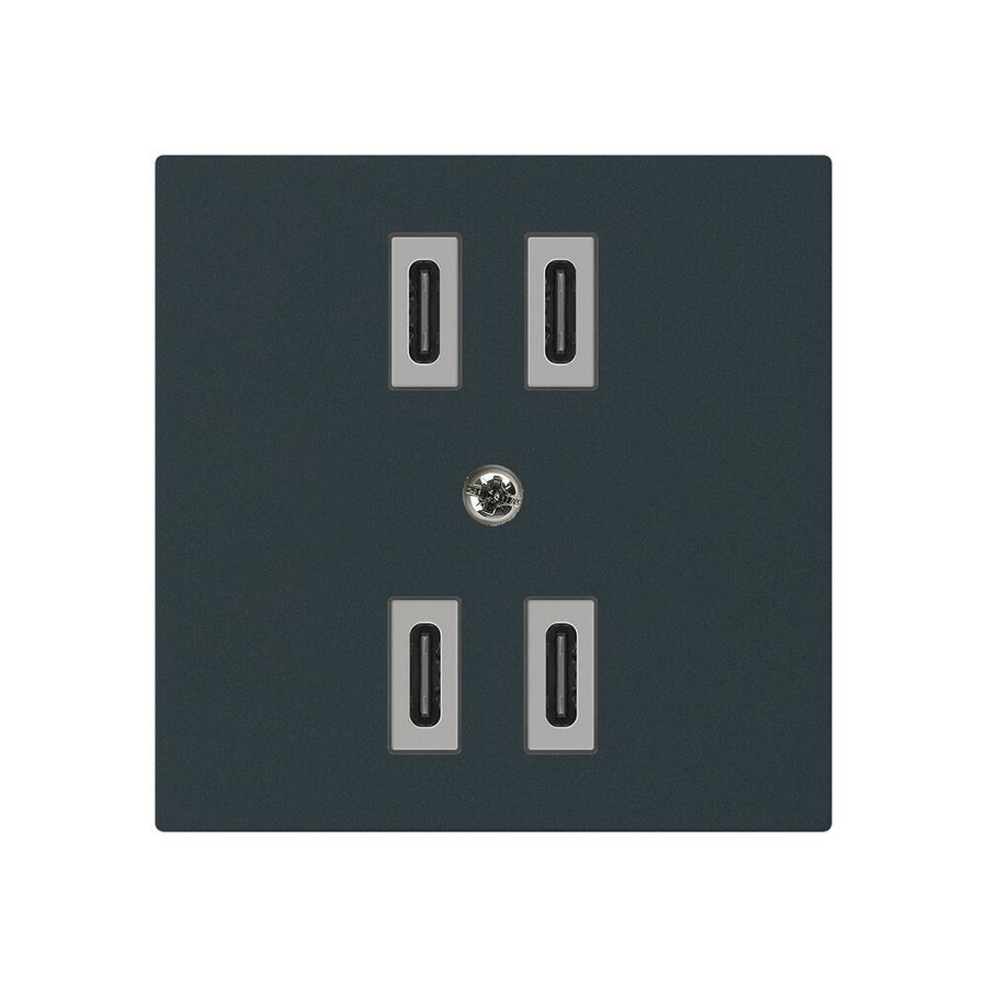 Prise de charge USB Hager kallysto 2×C-C 2×20W ou 4×10W 5V 60×60mm noir