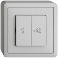 AP-Schalter für Licht und Ventilation EDIZIOdue hellgrau, KS, LED gelb