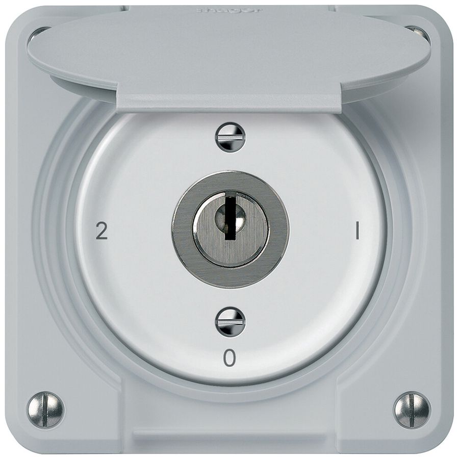 Interruttore a chiave robusto commutatore 16A 250V 86×86mm grigio