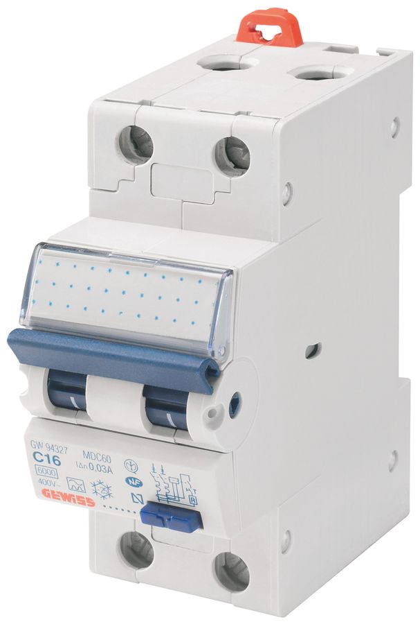FI/LS-Schalter Gewiss 90 RCD 2P 230V C 7.34A 0.03A A 2TE 10kA