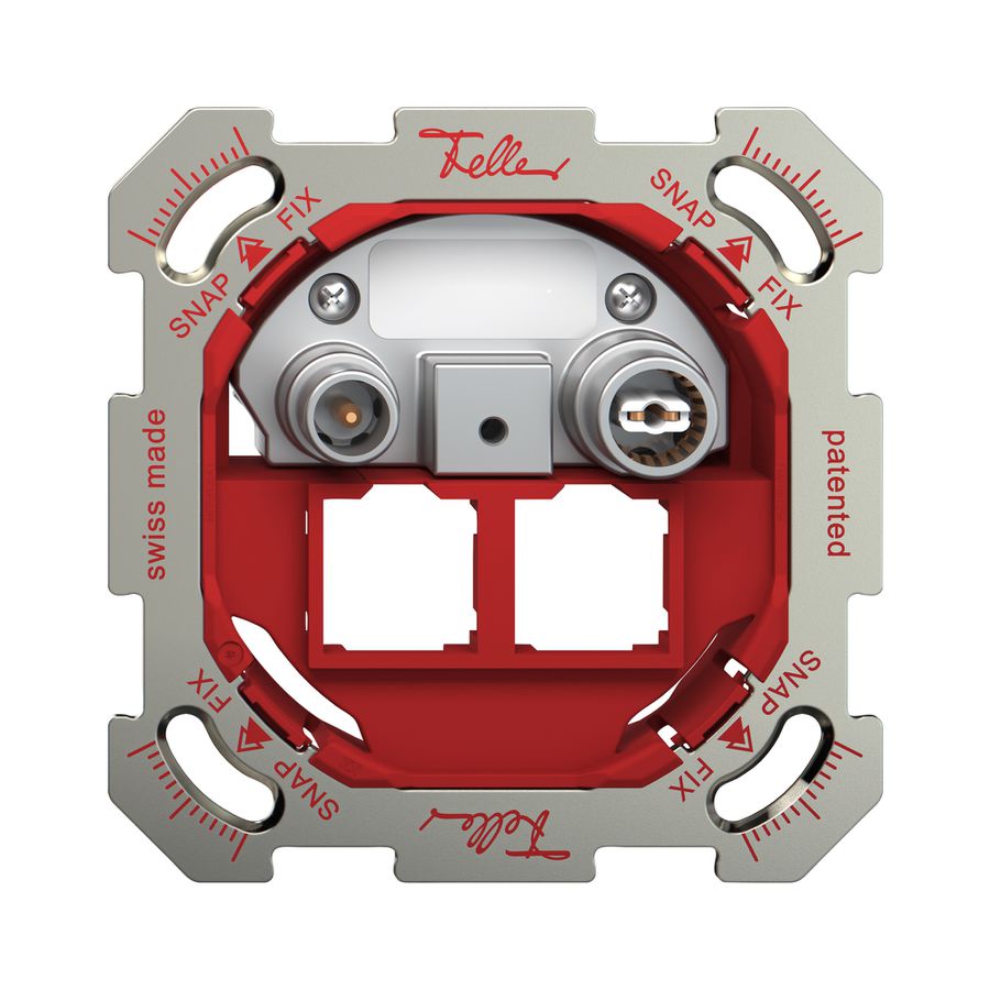Prise multimédia ENC TV-R ENC Feller SNAPFIX® EASYNET p.2×RJ45 S-One 11dB