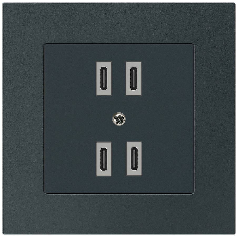 UP-USB-Ladesteckdose Hager kallysto.pro 2×C-C 2×20W/4×10W 5V 94×94mm schwarz