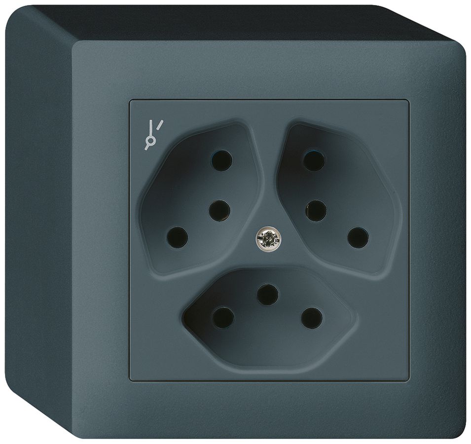 AP-Steckdose kallysto 3×T13/1S anthrazit