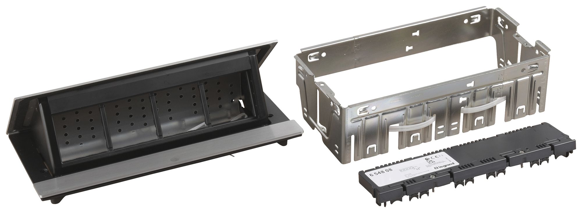 Tischsteckdose POP-UP für 8 Module Mosaic inox