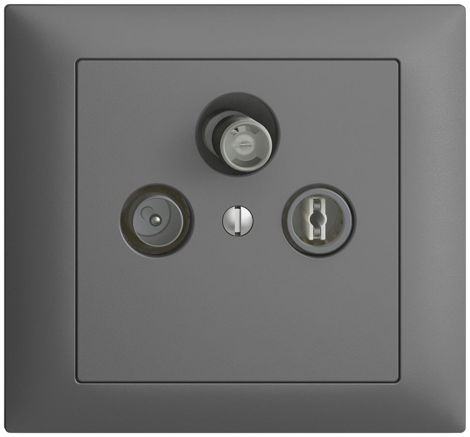 EB-Stichdose SAT/TV DB52 EDIZIOdue dunkelgrau, mit IEC/F-Anschluss