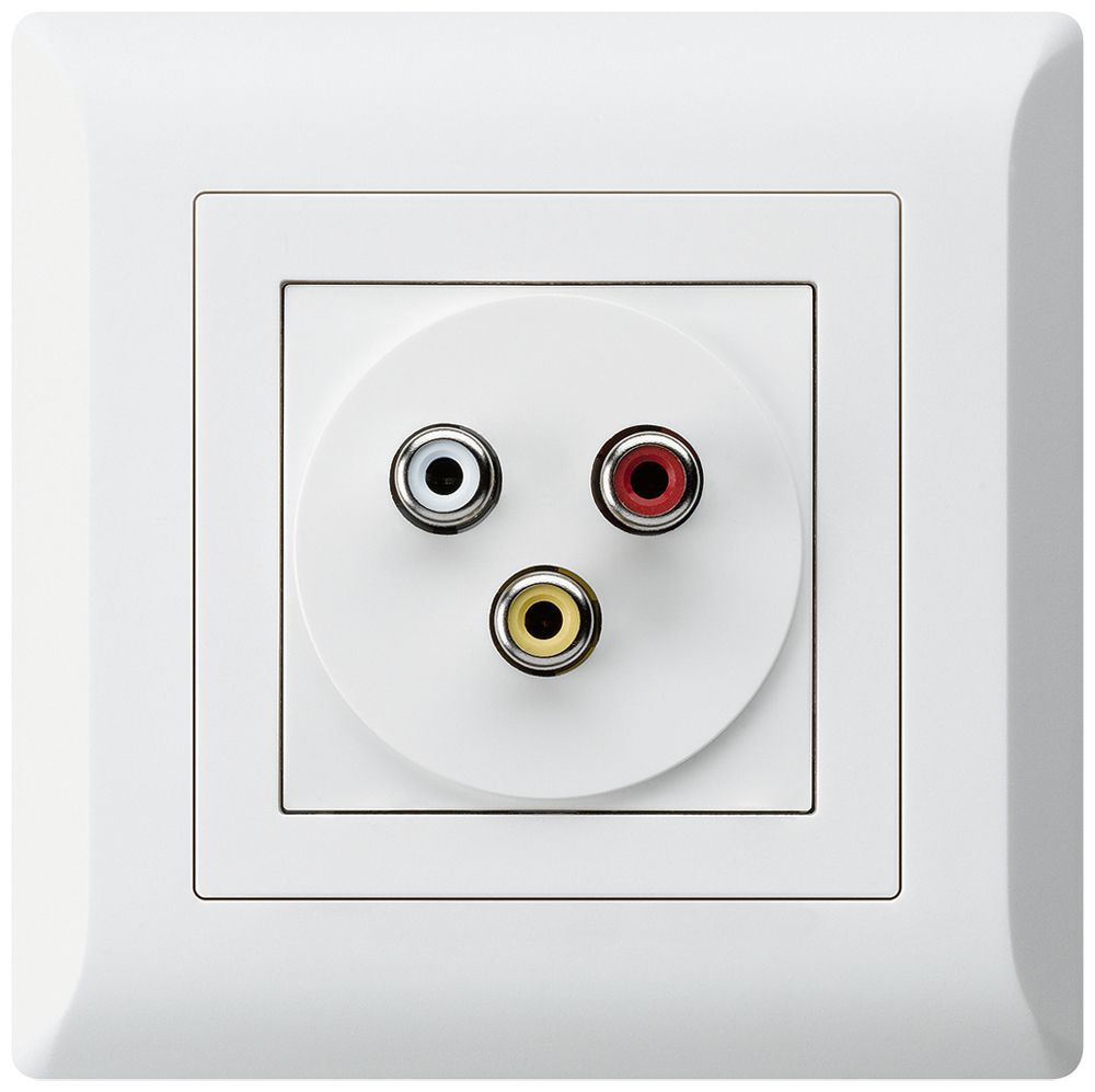 UP-Anschlussdose kallysto.line 3 RCA Audio+Video weiss