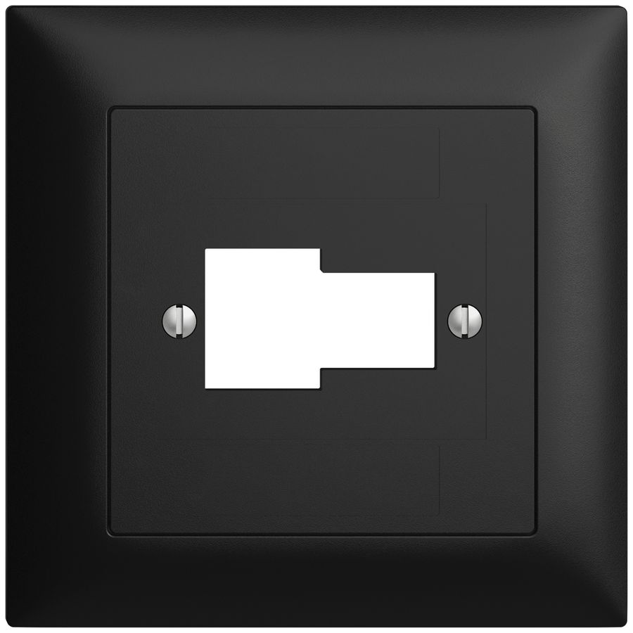 Frontset EDIZIOdue schwarz 88×88mm 1×TT 1×RJ45