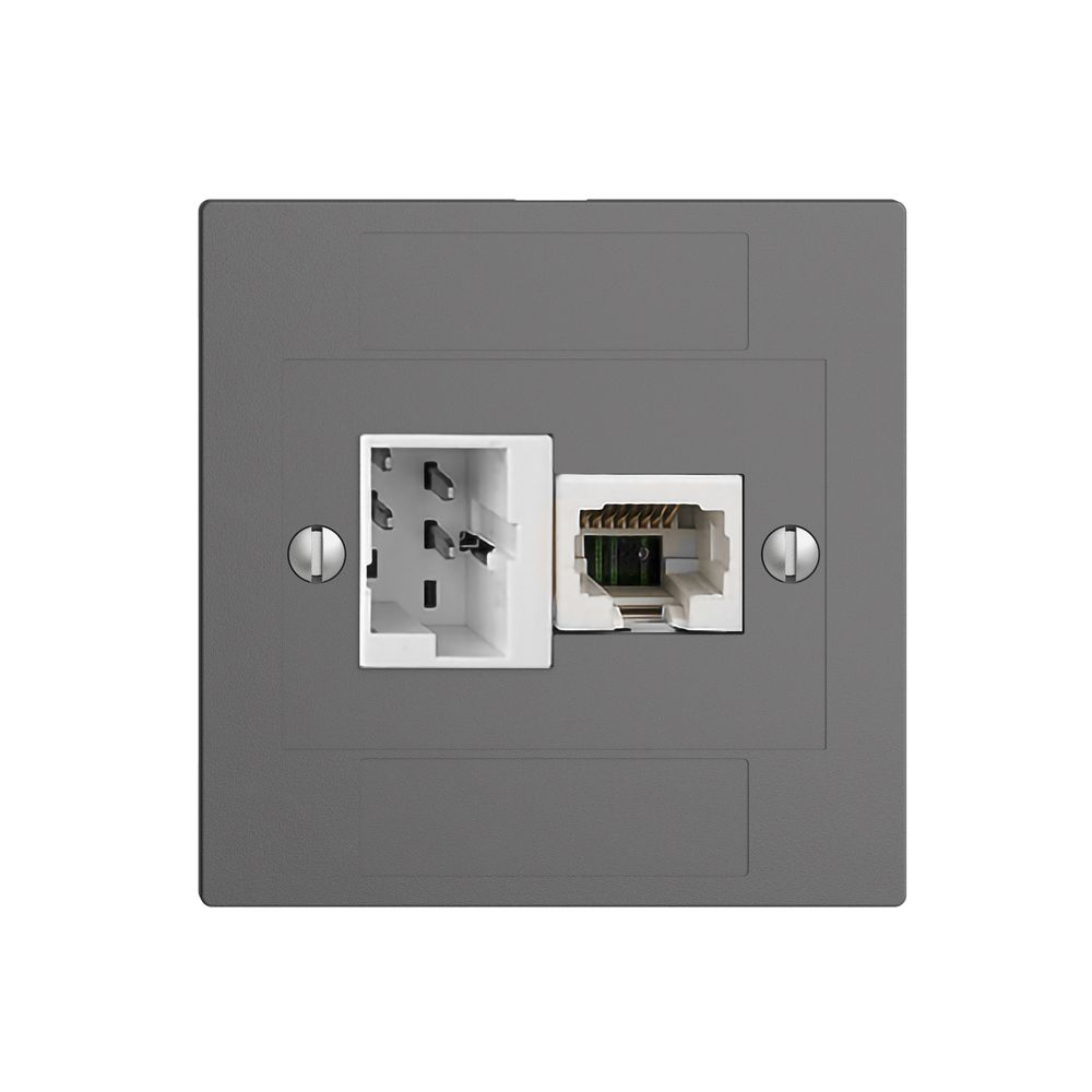 UP-Anschlussdose 1×TT,1×RJ45/u 4P EDIZIOdue dunkelgrau, ITplus ITM