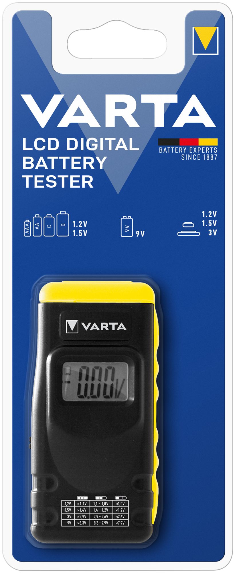 Batterietester VARTA LCD Digital mit 2×V13GA(LR44) schwarz