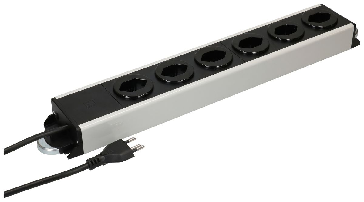 Prise multiple MH POWER LINE 10A 6×T13 1.5m gris-noir 2×aimant