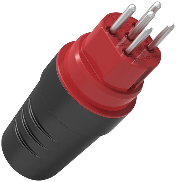 Spina tipo 15 Ferratec 3L+N+PE 10A 400V diritto gomma IP55 ne-ro