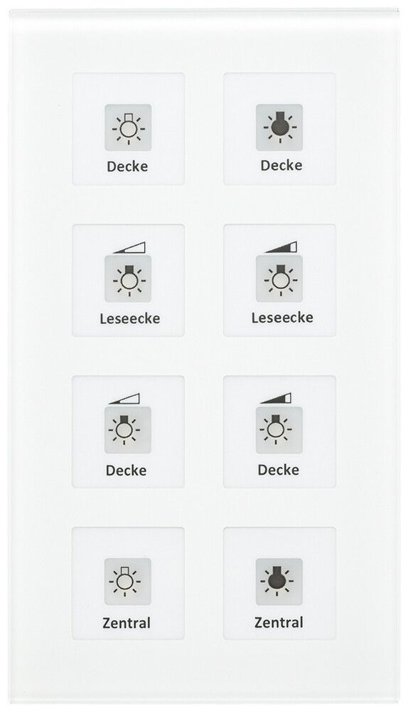 Pulsante KNX INC MDT BE-GT08W.01 8t/8a LED vetro bianco