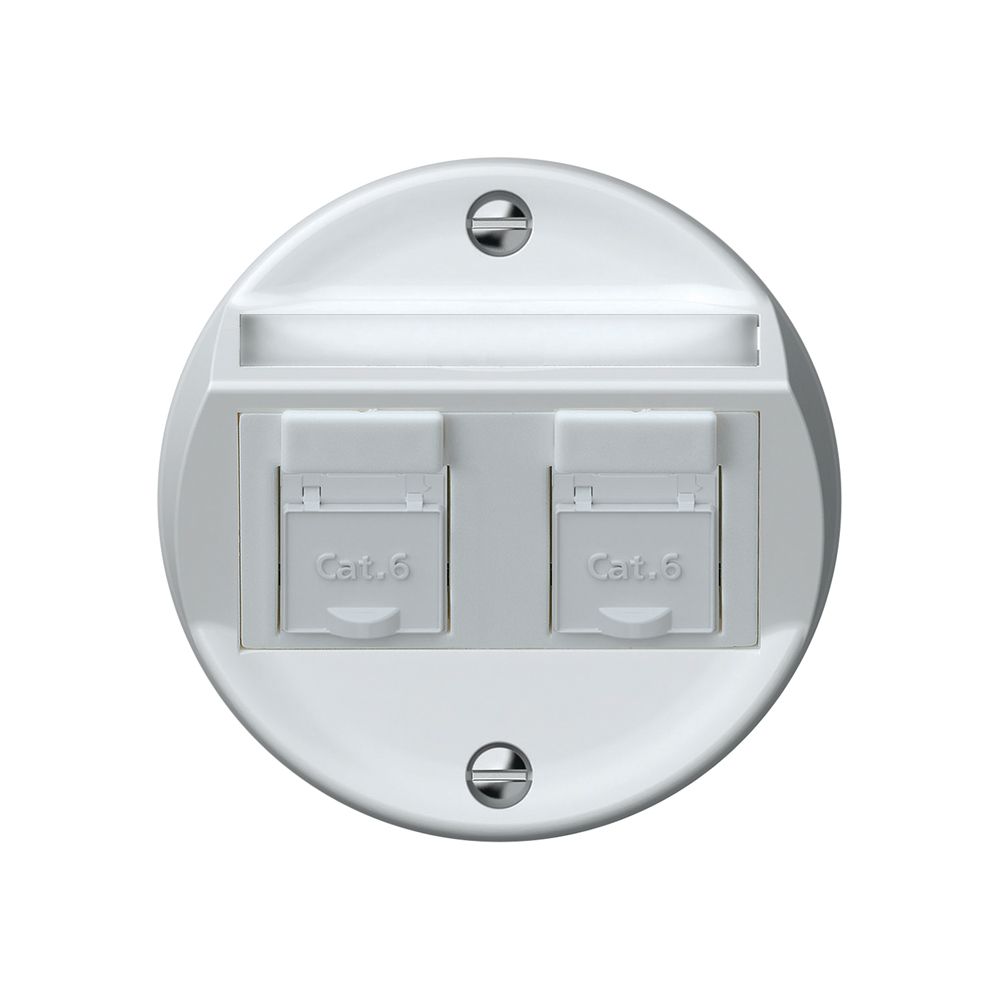 Anschlussdose origin 2×RJ45 8(8) Kat.6 schräg 60×60mm weiss