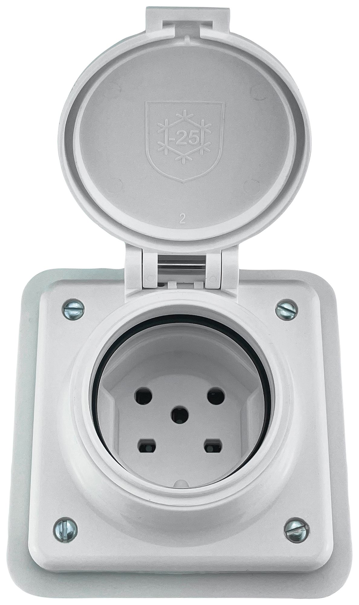 Prise ENC Steffen MICA 1×T15 10A 400V IP55 avec couvercle blanc