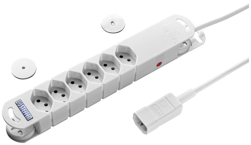 Prise multiple STEBA VARIABL 6×T13 avec câble 3m T113, 10A 230V IP20 blanc