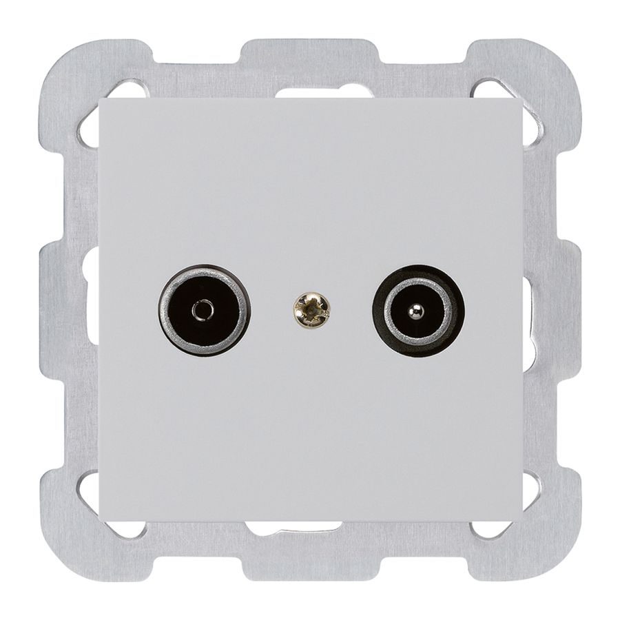 Prise de passage ENC kallysto R/TV 19dB gris clair avec plaque de fixation