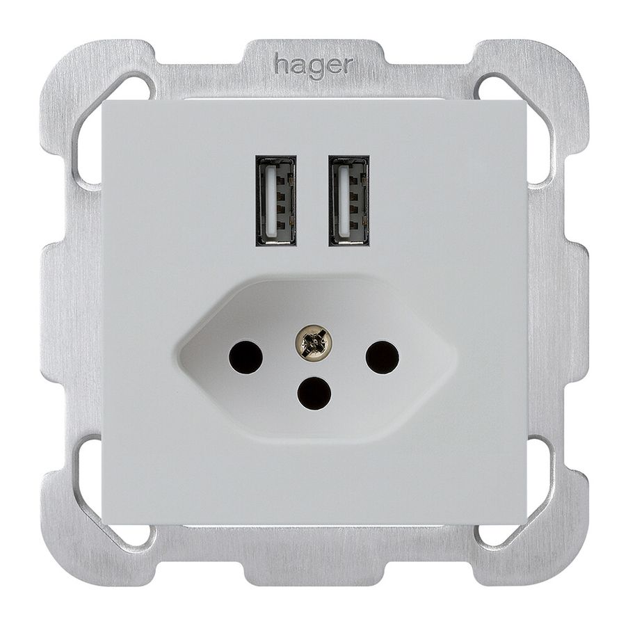 Presa INC 2×USB & T13 kallysto B 2400mA grigio chiaro