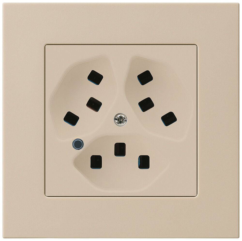 UP-Steckdose Hager kallysto.pro 3×T23 beleuchtet C beige