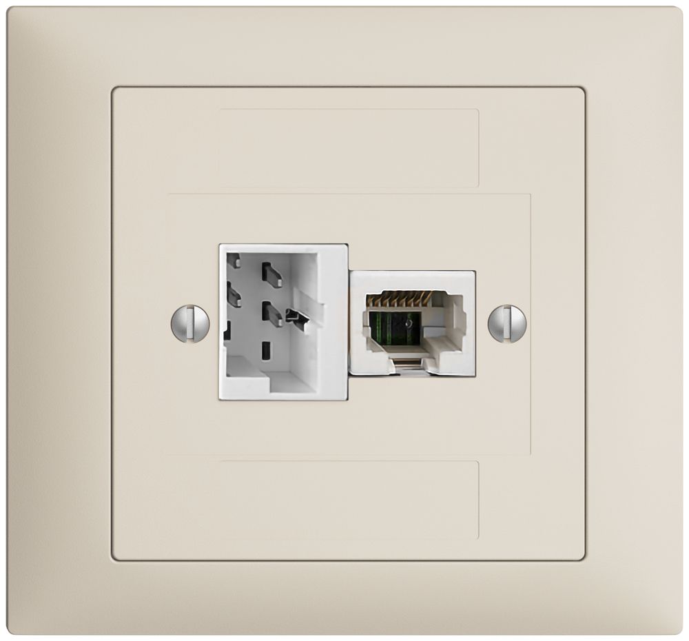 EB-Dose 1×T+T,1×RJ45/u 4P EDIZIOdue crema, ITplus ITM