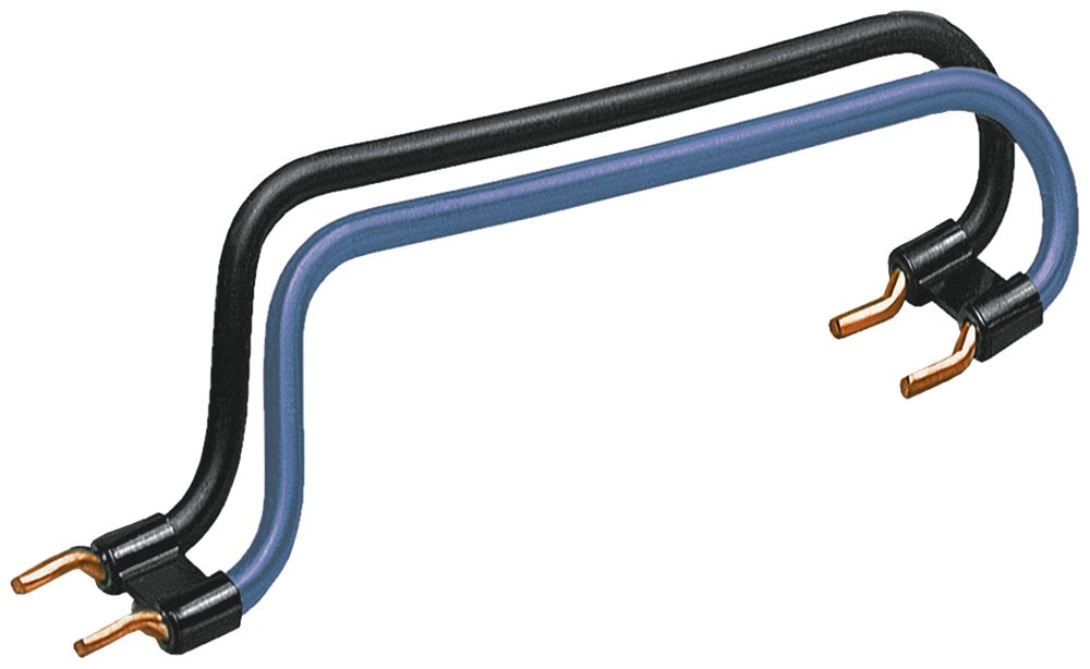 Verbindungsbrücke Hager 2L 10mm² L/N DIN-Schienenabstand 125mm schwarz/blau