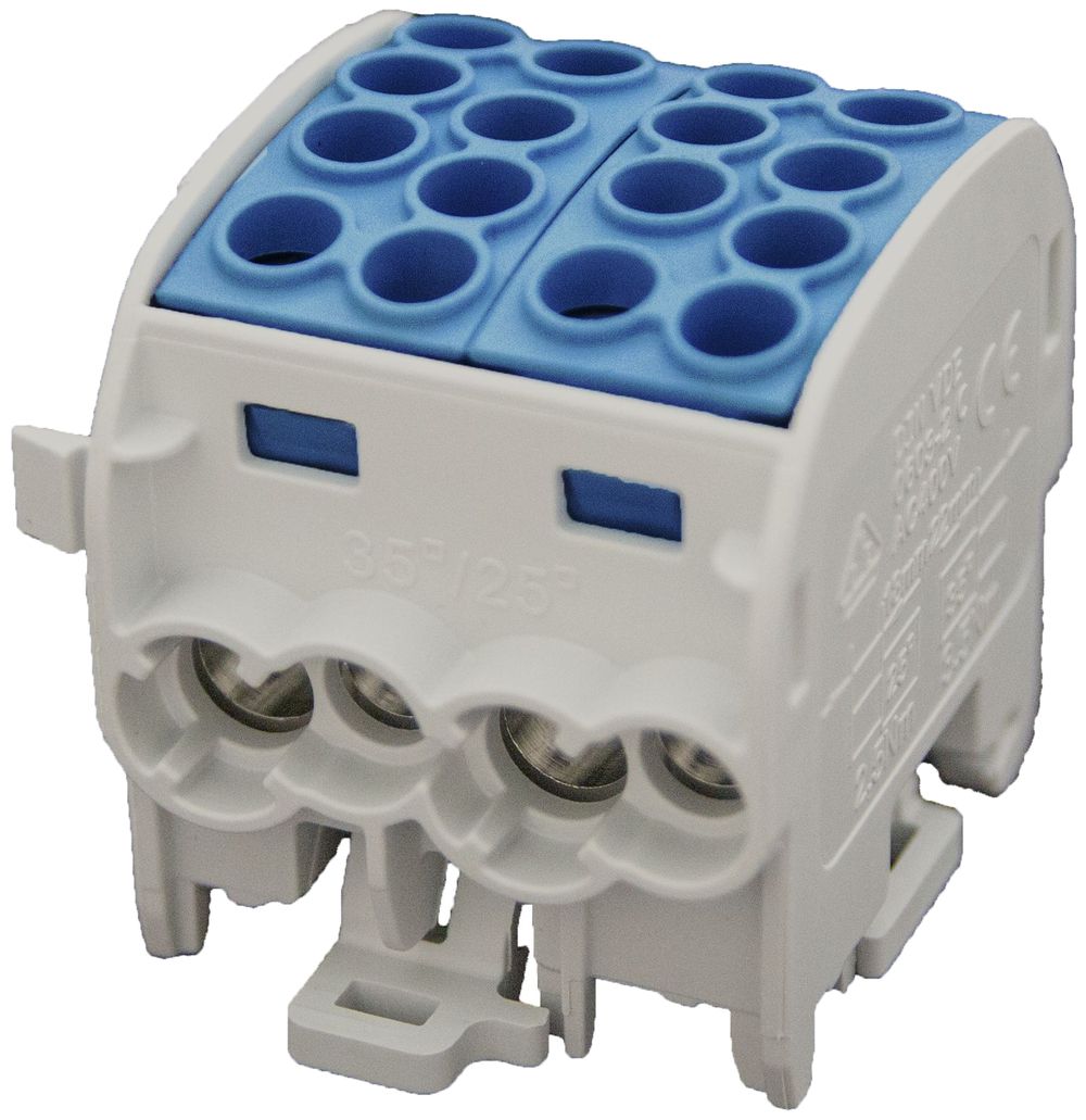 Verteilerblock Typ C 4×35/4×25mm² 125A Alu-CU blau