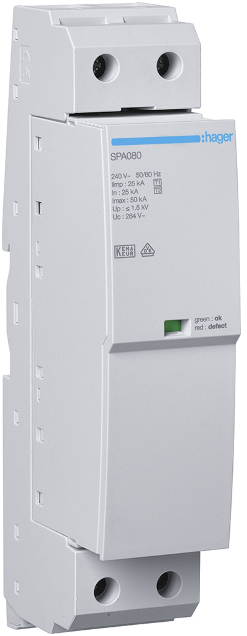 Kombiableiter Hager SPD TN TN-C TN-C-S TN-S 1L 240V 25kA 1.5kV 2TE