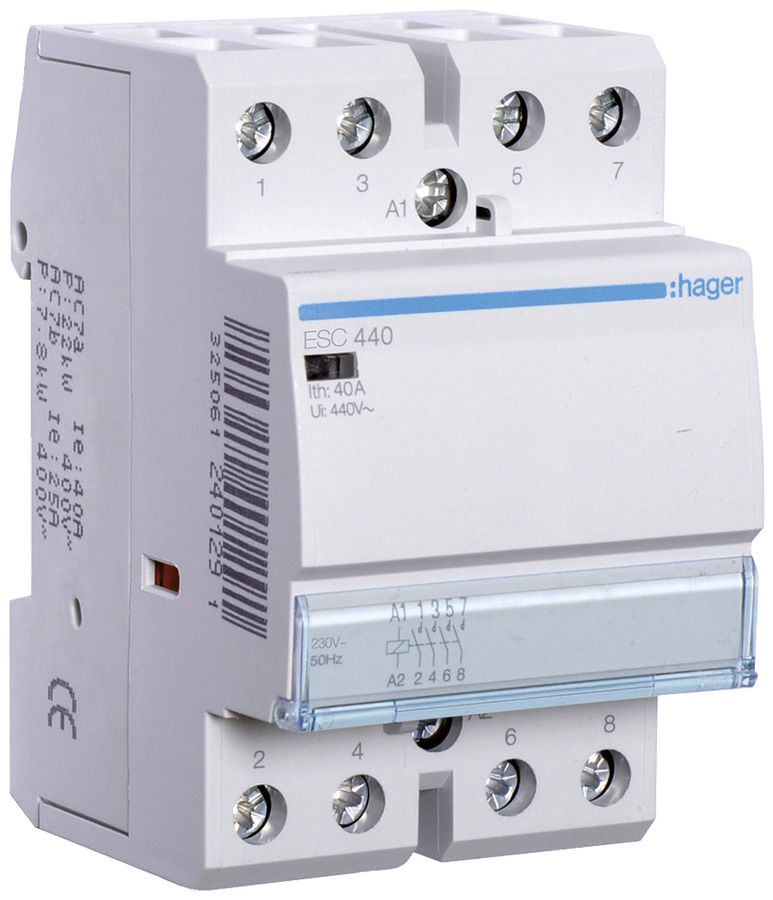 REG-Schütz Hager 230VAC 4 Schliesser 0 Öffner 40A 3TE