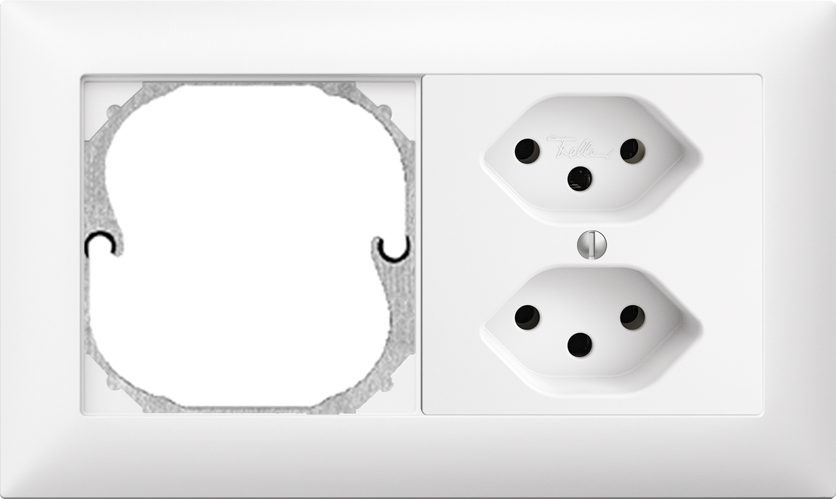 UP-Kombination Edue 1x2, leerplatz + Steckdose 2×T13 ws