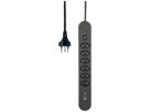 Presa multipla Re:Life 10A con interruttore ACC/CHIUS 6×T13 3×USB 1.8m nero