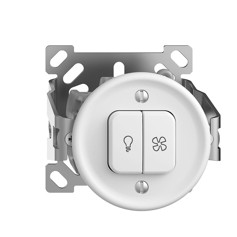 Interr.p.lumière+ventilat.AP STANDARDdue bc, contr.LED jn, sans capot