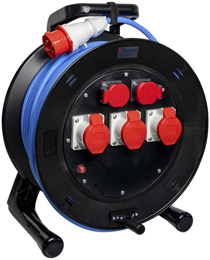 Kabelrolle DEM DB32444 3×16A 2×T25 5×2.5mm² 50m Stecker 16A
