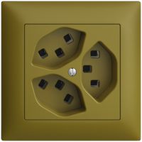 UP-Steckdose 3×T23 16A EDIZIOdue olive, mit Steckklemmen