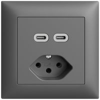 UP-Steckdose USB 2×Typ C + Typ 13 Feller EDIZIOdue FMI 230V 3000mA dunkelgrau