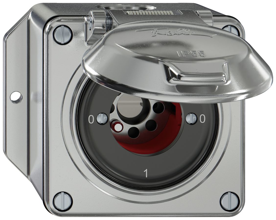 Interrupteur à clé AP ELEMENT SNAPFIX® 1P clapet 16A 400V 0-1-0-1 alu