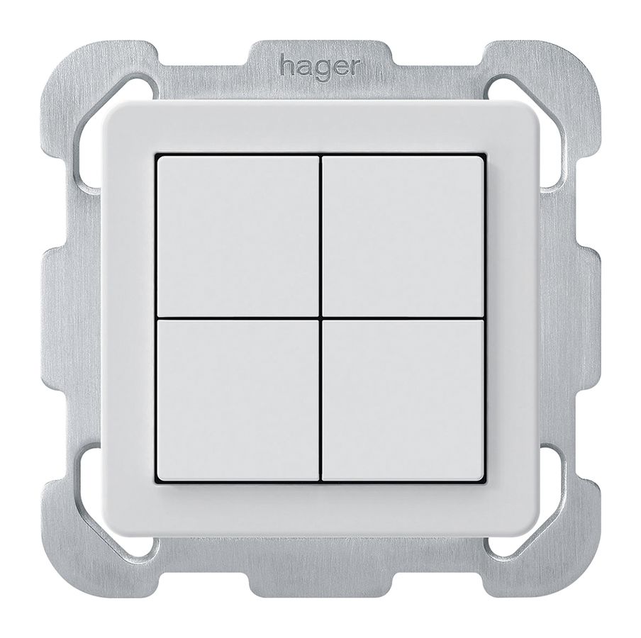 UP-KNX-Taster Hager BA basico B 4-fach 77×77mm weiss