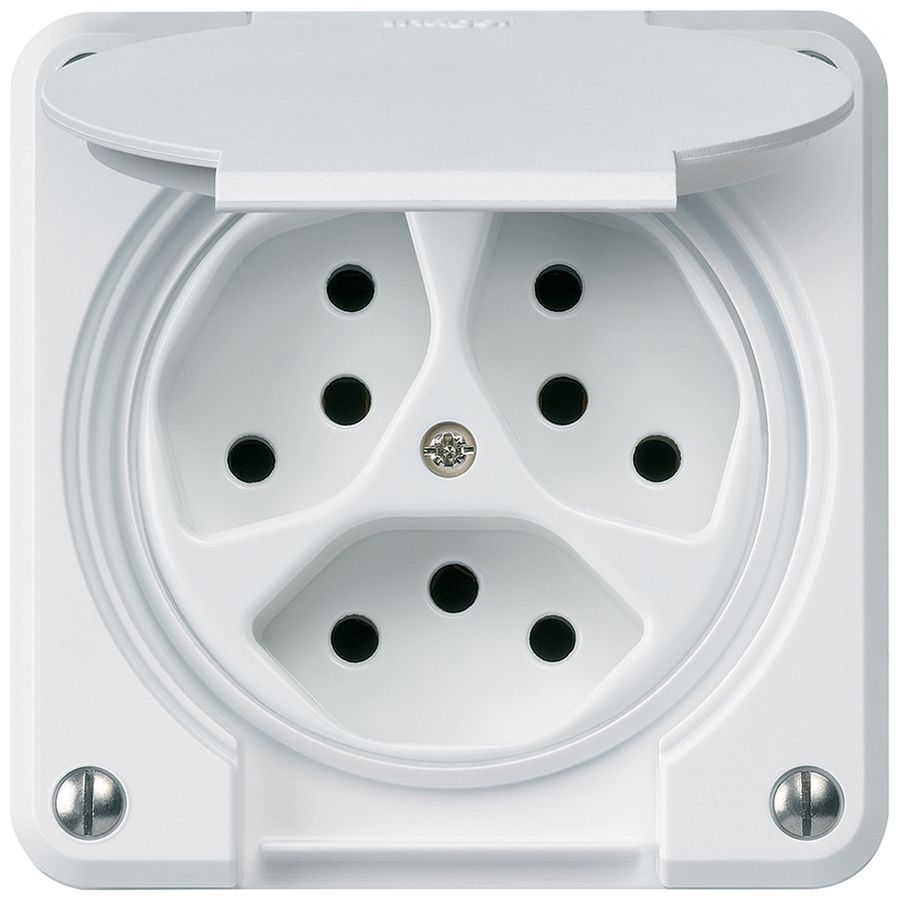 UP-Steckdose robusto 3×Typ 13 weiss