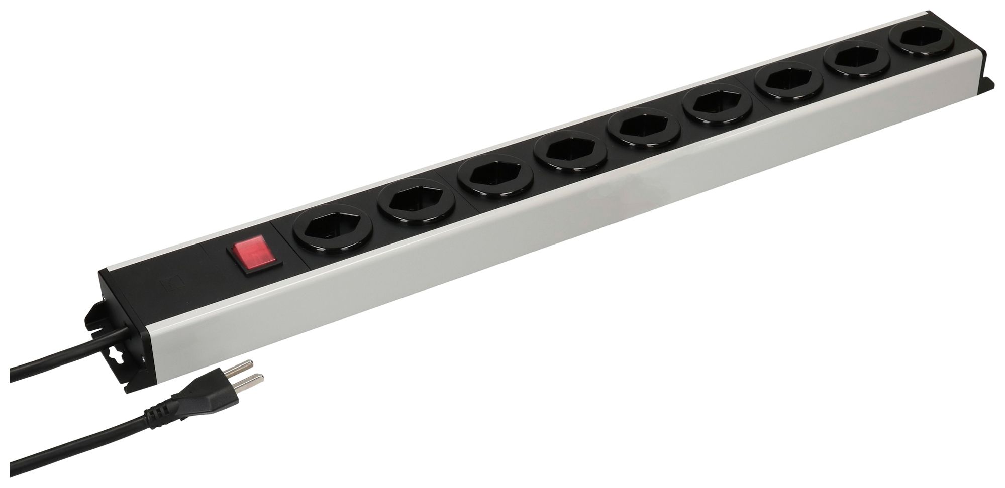 Prise multiple MH POWER LINE 16A interrupteur 9×T23 1.5m gris-noir