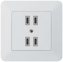UP-USB-Ladesteckdose Hager kallysto.trend 2×C-C 2×20W/4×10W 5V 94×94mm weiss