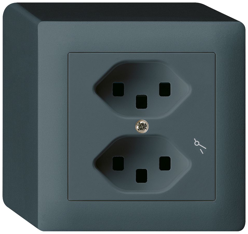 AP-Steckdose Hager kallysto 2×T23 1×S Q anthrazit