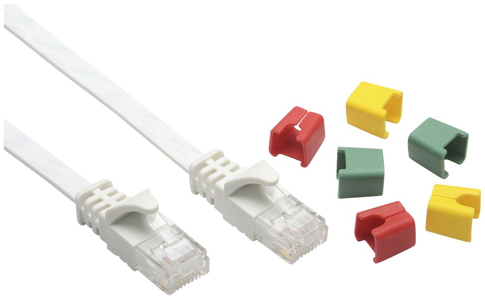 Câble patch RJ45 Ceconet Slim, cat.6A U/UTP, plat, codable, blanc, 0.5m