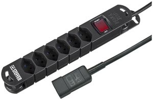 Steckdosenleiste STEBA VARIABL 6×T13 mit Kabel 3m T113, Breaker-Switch schwarz
