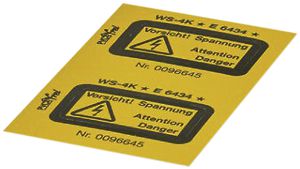 Warnschild WS-4K selbsklebend Vorsicht Spannung schwarz