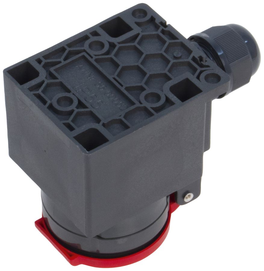 AP-Steckdose Steffen 1×T25 3P 16A 440V IP55 Deckel rot, schwarz