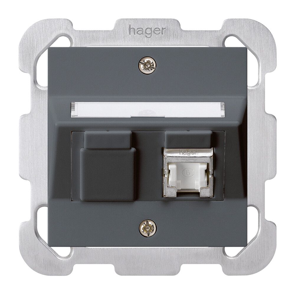 UP-Montage-Set kallysto B Kat.6 1RJ45/s anthrazit