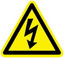 Warnaufkleber Blitz 65×65mm selbstklebend gelb