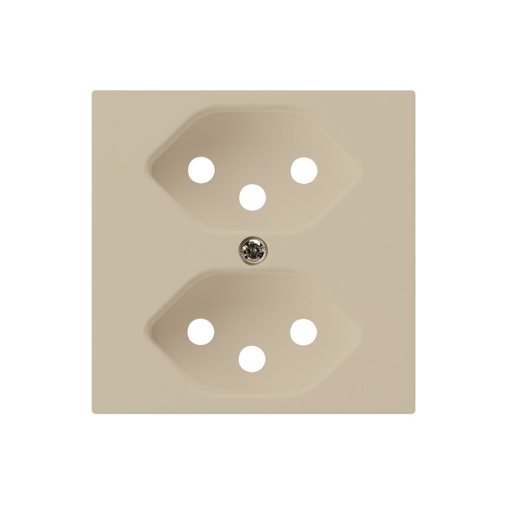 Frontplatte kallysto 2×T13 60×60mm beige mit Kinderschutz für Steckdose