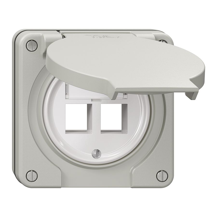 Kit de montage NUP Feller Keystone, pour sortie droite, double, gris clair